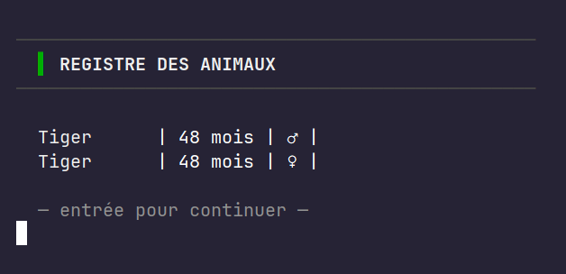 Registre animaux ZOOTopie